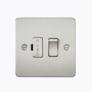 Flat Plate 13A switched fused spur unit - brushed chrome