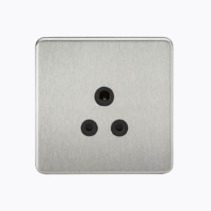 Screwless 5A Unswitched Socket - Brushed Chrome with Black Insert