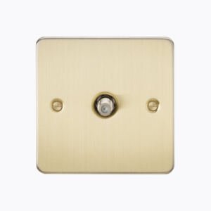 Flat Plate 1G SAT TV Outlet (non-isolated) - Brushed Brass