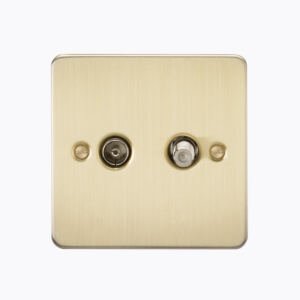 Flat Plate TV and SAT TV Outlet (isolated) - Brushed Brass
