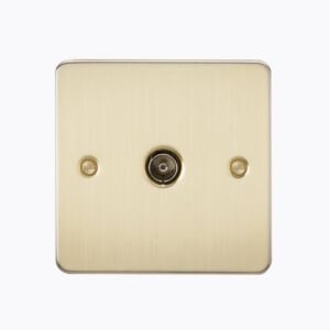 Flat Plate 1G TV Outlet (non-isolated) - Brushed Brass