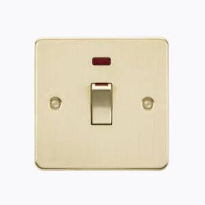 45A 1G DP Switch with neon - brushed brass