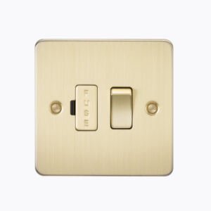 Flat Plate 13A switched fused spur unit - brushed brass