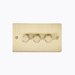Flat Plate 3G 2 way 10-200W (5-150W LED) trailing edge dimmer - Brushed Brass