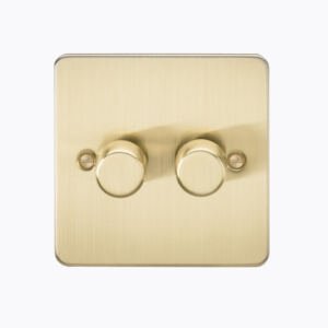 Flat Plate 2G 2 way 10-200W (5-150W LED) trailing edge dimmer - Brushed Brass