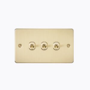 Flat Plate 10AX 3G 2-way toggle switch - brushed brass