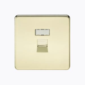 Screwless RJ45 network outlet - polished brass