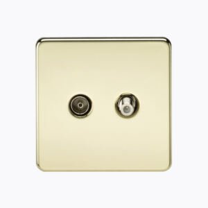 Screwless TV & SAT TV Outlet (Isolated) - Polished Brass