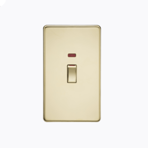 45A 2G DP switch with neon - polished brass