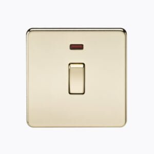 Screwless 20A 1G DP Switch with Neon - Polished Brass