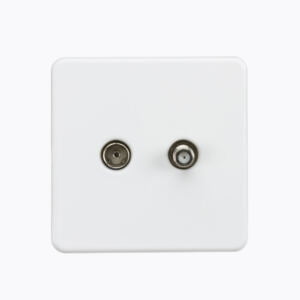 Screwless 1G TV and SAT TV outlet (isolated) - Matt white