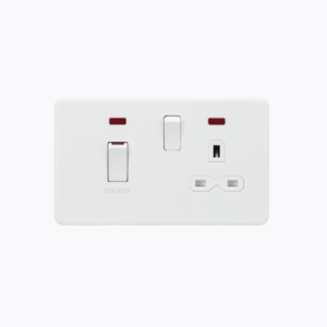 45A DP switch and 13A switched socket with neons - matt white