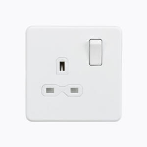 Screwless 13A 1G DP switched socket - Matt white with white insert