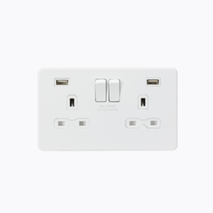 13A 2G switched socket with dual USB charger A + A (2.4A) - Matt white