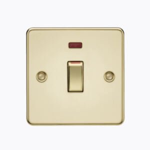45A 1G DP Switch with neon - polished brass