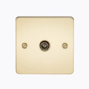 Flat Plate 1G TV Outlet (non-isolated) - Polished Brass