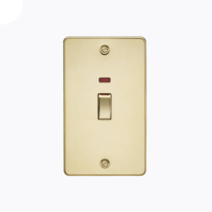 45A 2G DP Switch with neon - polished brass
