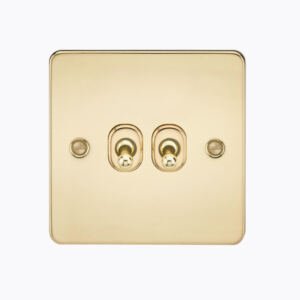 Flat Plate 10AX 2G 2-way toggle switch - polished brass