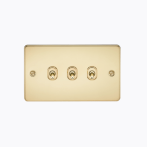 Flat Plate 10AX 3G 2-way toggle switch - polished brass
