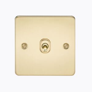 Flat Plate 10AX 1G Intermediate Toggle Switch - Polished Brass