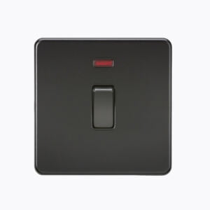 Screwless 20A 1G DP Switch with Neon - Matt Black