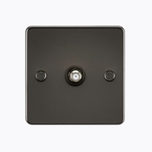 Flat Plate 1G SAT TV Outlet (non-isolated) - Gunmetal