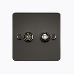Flat Plate TV and SAT TV Outlet (isolated) - Gunmetal