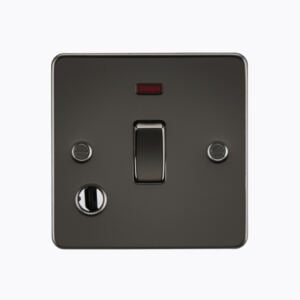 Flat Plate 20A 1G DP switch with neon and flex outlet - gunmetal