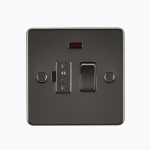 Flat Plate 13A switched fused spur unit with neon - gunmetal