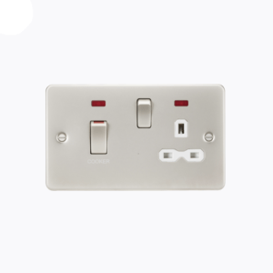 45A DP Switch and 13A switched socket with neons - pearl with white insert