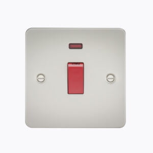 Flat Plate 45A 1G DP switch with neon - pearl