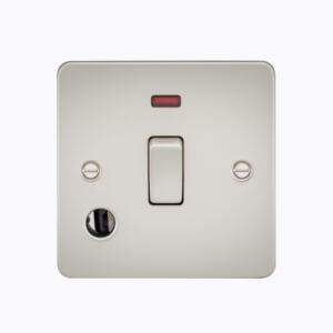 Flat Plate 20A 1G DP switch with neon and flex outlet - pearl