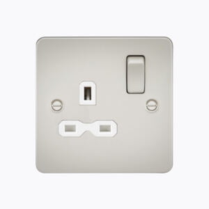 Flat plate 13A 1G DP switched socket - pearl with white insert