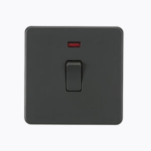 Screwless 20A 1G DP Switch with Neon - Anthracite