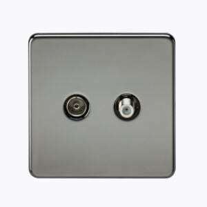 Screwless TV & SAT TV Outlet (Isolated) - Black Nickel