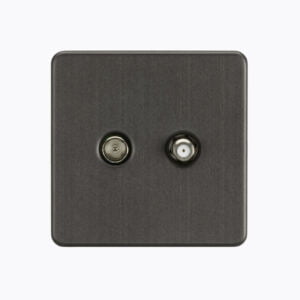 Screwless TV & SAT TV Outlet (Isolated) - Smoked Bronze