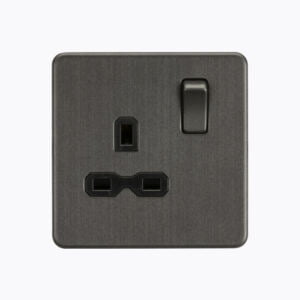Screwless 13A 1G DP switched socket - Smoked Bronze
