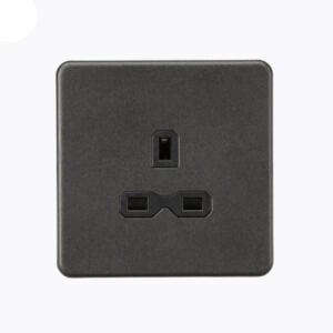 13A 1G Unswitched socket -Smoked Bronze with black insert
