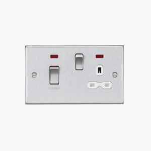 45A DP Switch and 13A switched socket with neons - brushed chrome with white insert