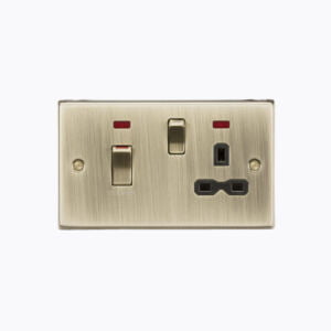 45A DP Switch and 13A switched socket with neons - antique brass