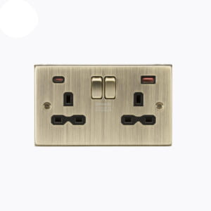 13A 2G DP Switched Socket with Dual USB A+C [45W FASTCHARGE] - Antique Brass