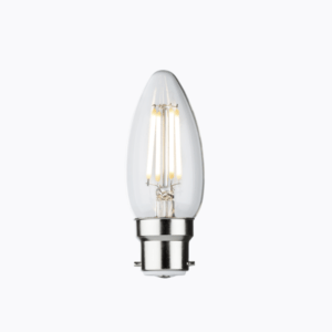 230V 4W LED BC Clear Candle Filament Lamp 2700K Dimmable