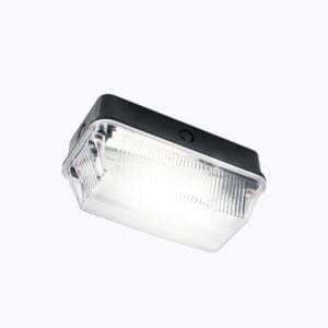 230V IP65 60W B22 Bulkhead with Clear Prismatic Diffuser and Black Plastic Base