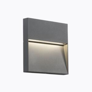 230V IP44 5W LED Square Wall/Guide light - Grey
