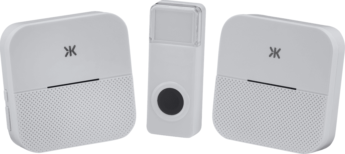 Wireless plug in dual receiver door chime system - white