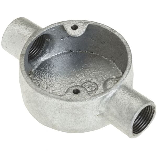 20mm 2 Way Through Galvanised Conduit Box (qty1)