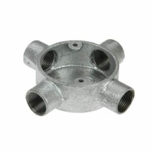 Galvanised Steel 4 Way Round Intersection Box For 25mm Steel Conduit