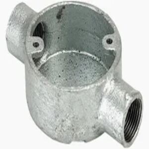 Galvanised Steel 2 Way Round Through Box For 25mm Steel Conduit