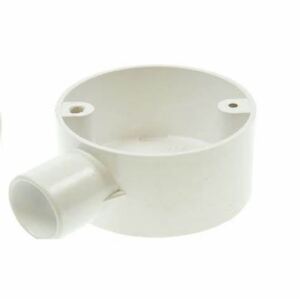 Circular junction box, terminal, for surface installation with 2 mounting lugs, standard mounting screw spacing 50.8mm (2 ) White