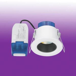 230V 4W/6W/8W LED IP65 Fixed Baffled Dimm. Fire Rated Downlight White
